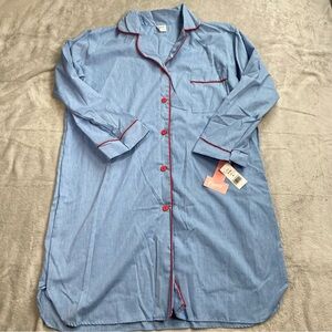 Vintage Night Shirt Sleep Gown Small NWT Women’s Carole‎ Button Up Blue
